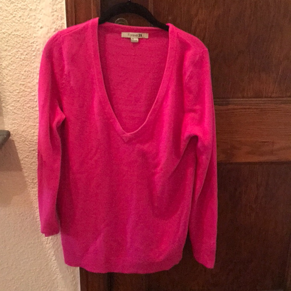 Hot pink v-neck sweater